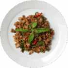 Porc sauté basilic + riz + boisson