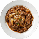 Boeuf aux oignons + riz + boisson